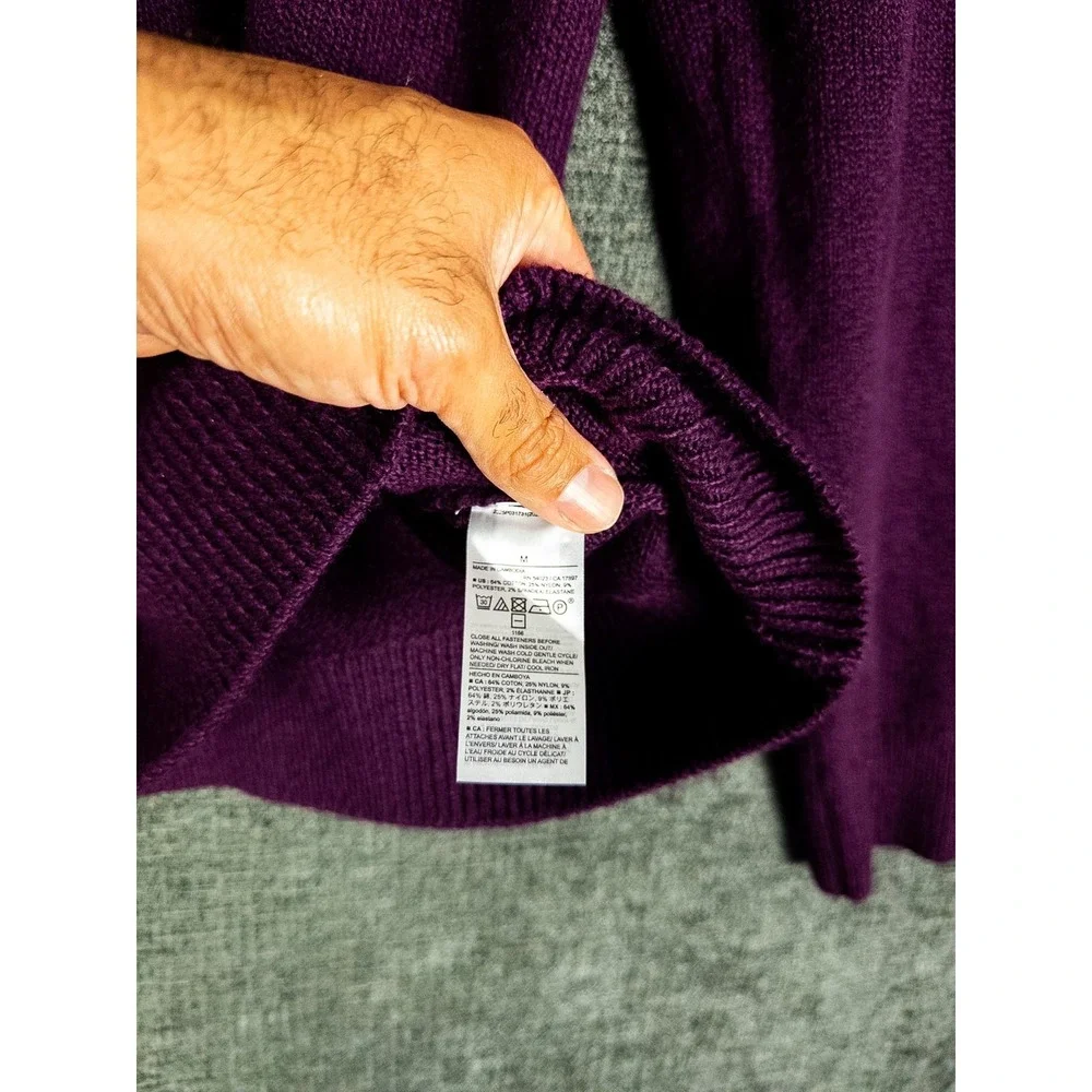 NWT Banana Republic Polo‎ Collar Button Knit Sweater Mens M Purple Cotton Preppy